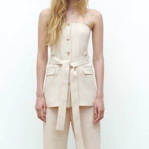 ZARA Strapless Linen Blend Top NWT Size L